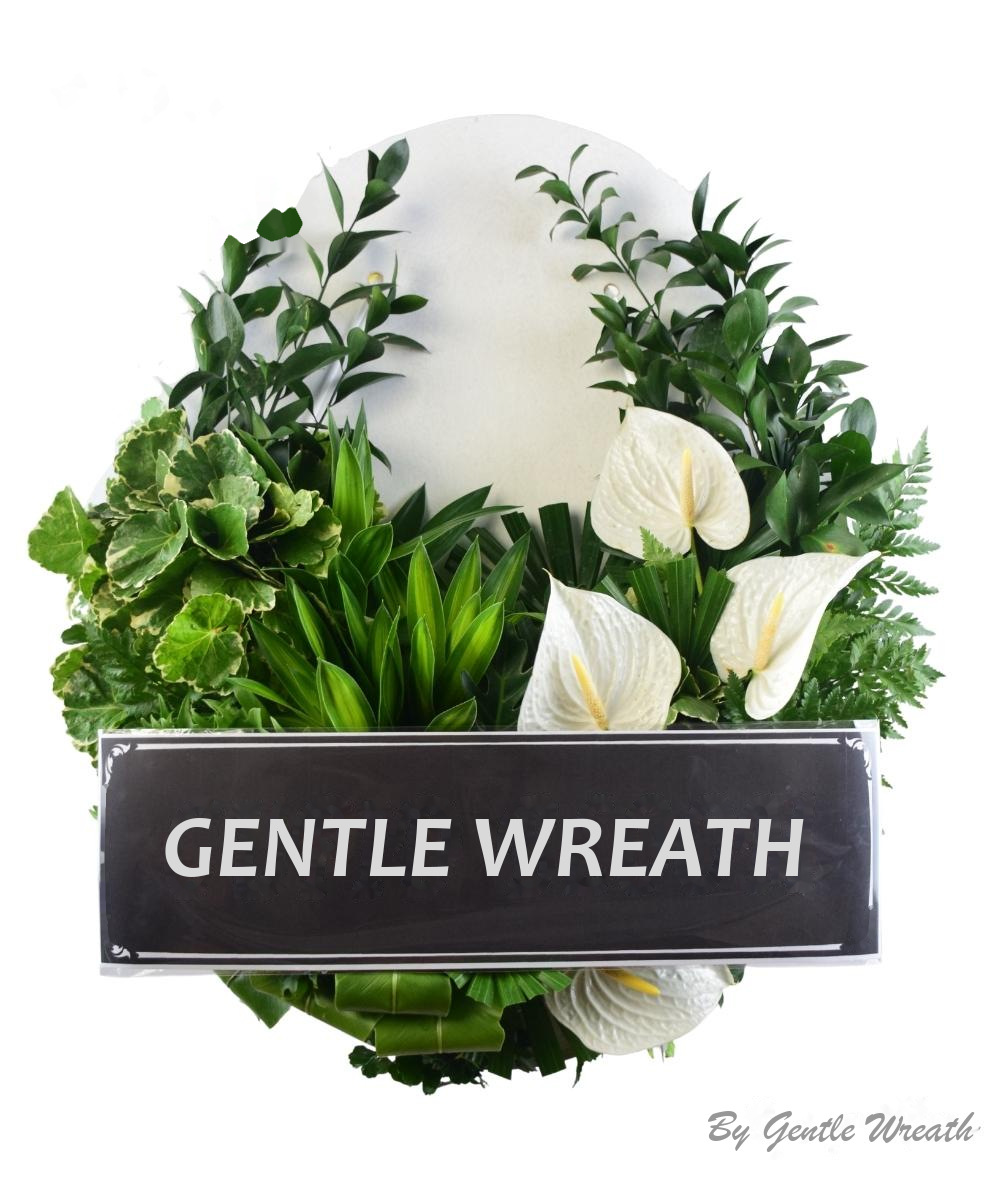 พวงหรีดใบไม้ หน้าวัวขาว GW010