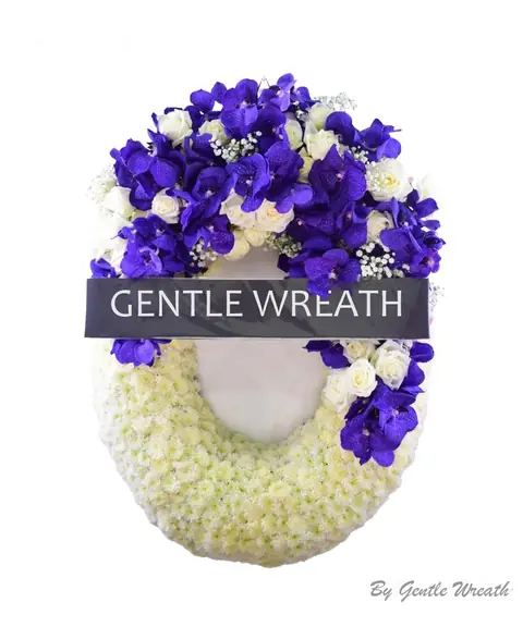 พวงหรีดโทนม่วงขาว กล้วยไม้แวนด้า GW029
