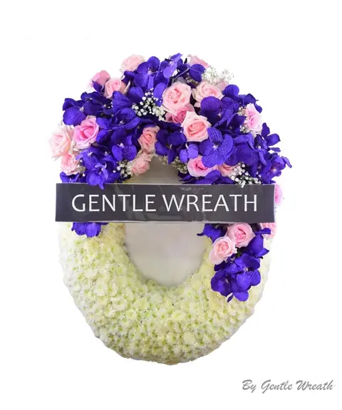 พวงหรีดโทนม่วงชมพู กล้วยไม้แวนด้า GW030