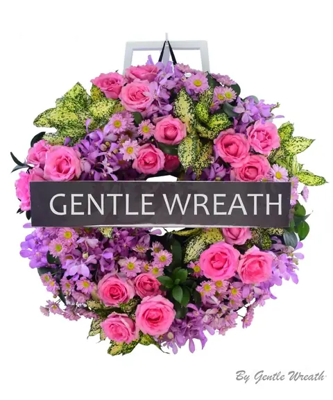 พวงหรีดโทนชมพูบานเย็น กุหลาบ GW034
